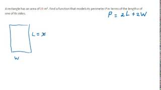 Function for Perimeter of Rectangle in terms of a side Given Area