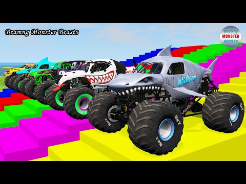 Monster Truck Transport on Triple Flatbed Trailer – BeamNG Monster Beasts #069