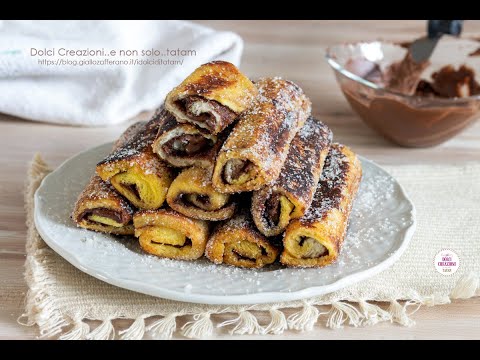 Rotolini di pane e nutella fritti - French toast roll up with nutella