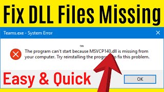 How to Fix All .DLL Files Missing Error in Windows 10/8/7 PC for FREE | Easily & Quick Way