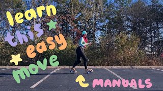 How to Manual on Rollerskates! Outdoor Rollerskating Trick Tutorial 'Heel Toe'