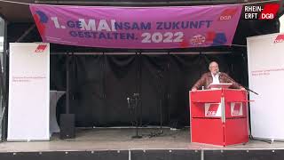 1. Mai 2022 in Frechen: Eröffnung durch Siegfried Dörr, Vorsitzender des DGB Rhein-Erft