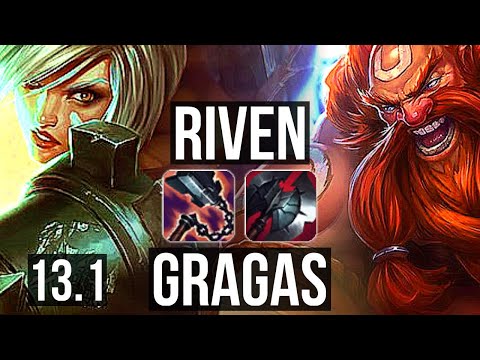 RIVEN vs GRAGAS (TOP) | Rank 5 Riven, 8/1/6, 2.5M mastery, 1300+ games | KR Grandmaster | 13.1