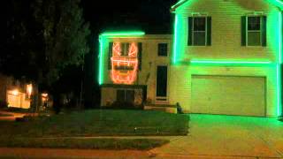 Halloween light show 2015 &quot;Type o Negative&quot; Creepy Green Light
