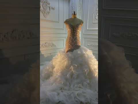 2022 Mermaid wedding dress heavy beading ruffle design...