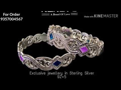 Kanav Sterling silver meena bangles