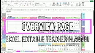 Excel Editable Digital Teacher Planner - Video 1: Overview