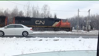 preview picture of video 'Railfan CN Train at Saint-Bruno-de-Montarville'