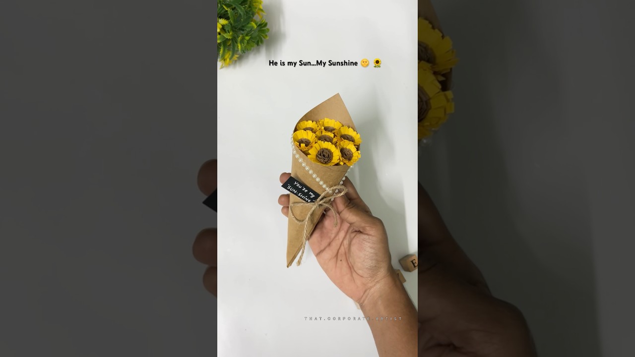 DIY Sunflower Bouquet with paper |cute gift ideas| how to make paper bouquet step by step #subscribe