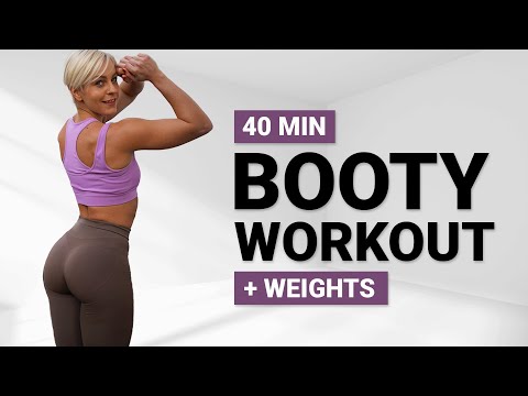 40 MIN INTENSE BOOTY WORKOUT | + Weights | No Jumping | No Lunges | Glutes | Lower Body | Strength