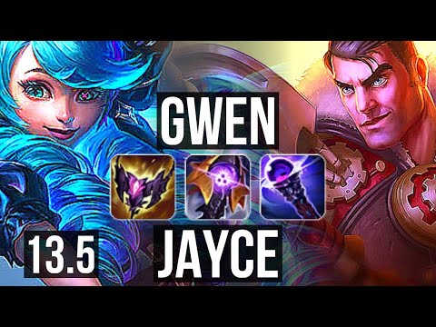 GWEN vs JAYCE (TOP) | 7 solo kills, 9/2/7, 400+ games, Godlike | KR Grandmaster | 13.5