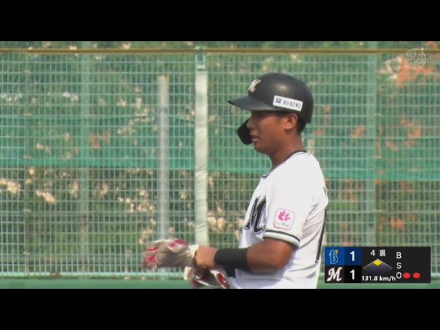 【ファーム】勝ち越し!! マリーンズ・藤田和樹 一塁線横を抜けるタイムリー2ベースヒット!!  2024年9月7日 千葉ロッテマリーンズ 対 横浜DeNAベイスターズ