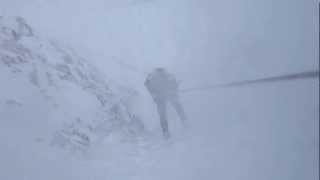 Spindrift while abseiling down Vanishing Gully