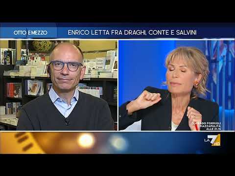 Otto e Mezzo la7 -  Enrico Letta fra  Draghi, Conte e Salvini