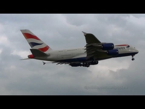 British Airways A380 [G-XLEB] Go Around @ Hamburg Airport