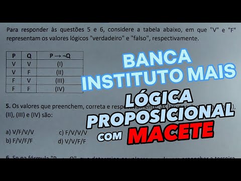 QUESTÕES INSTITUTO MAIS - LÓGICA PROPOSICIONAL PASSO A PASSO!