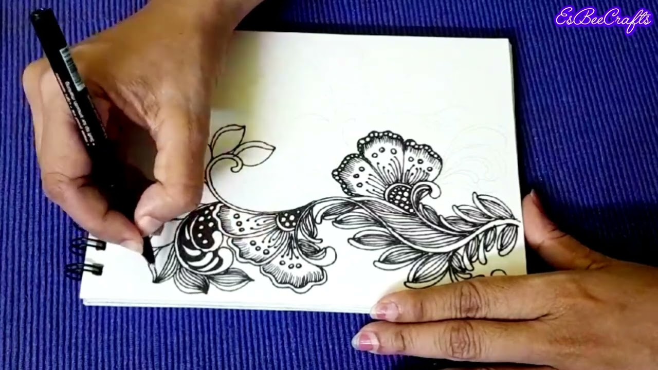 🌻New Zentangle Art Flowers and Vines | Botanical Zentangle Art #art #arttutorial #stressrelief #zen