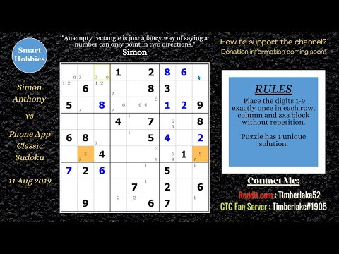 What To Do When You Get Stuck At Sudoku - Simon vs Phone App 11 Aug 2019