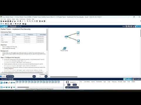 11.1.10 packet tracer - implement port security