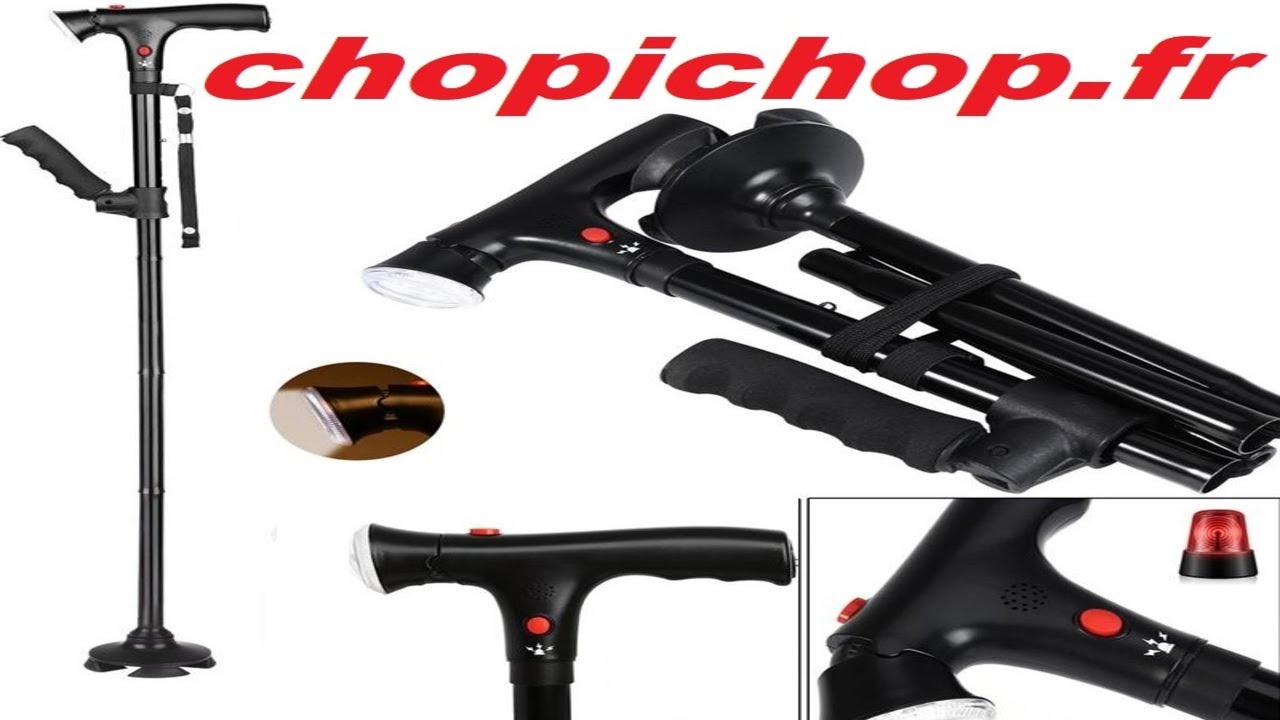 Canne de marche pliante avec alarme pour personne âgée