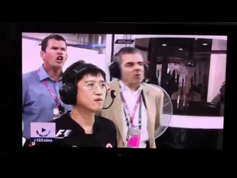 Rowan Atkinson Formula One Crash reaction