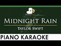 Taylor Swift - Midnight Rain - LOWER Key (Piano Karaoke Instrumental)