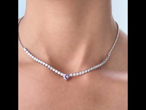 Náhrdelník s fialovým kubickým zirkonem Dazzly SDZ149