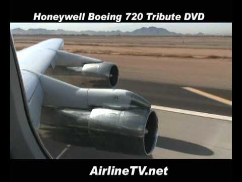 Honeywell Boeing 720 touch and go - window and engine view