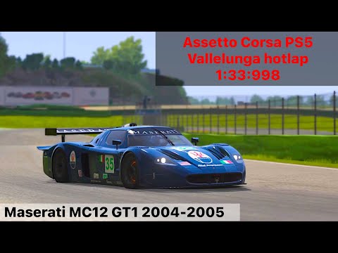 Assetto Corsa PS5 - Vallelunga GP hotlap - Maserati MC12 GT1 - 1:33:998 - Onboard gameplay