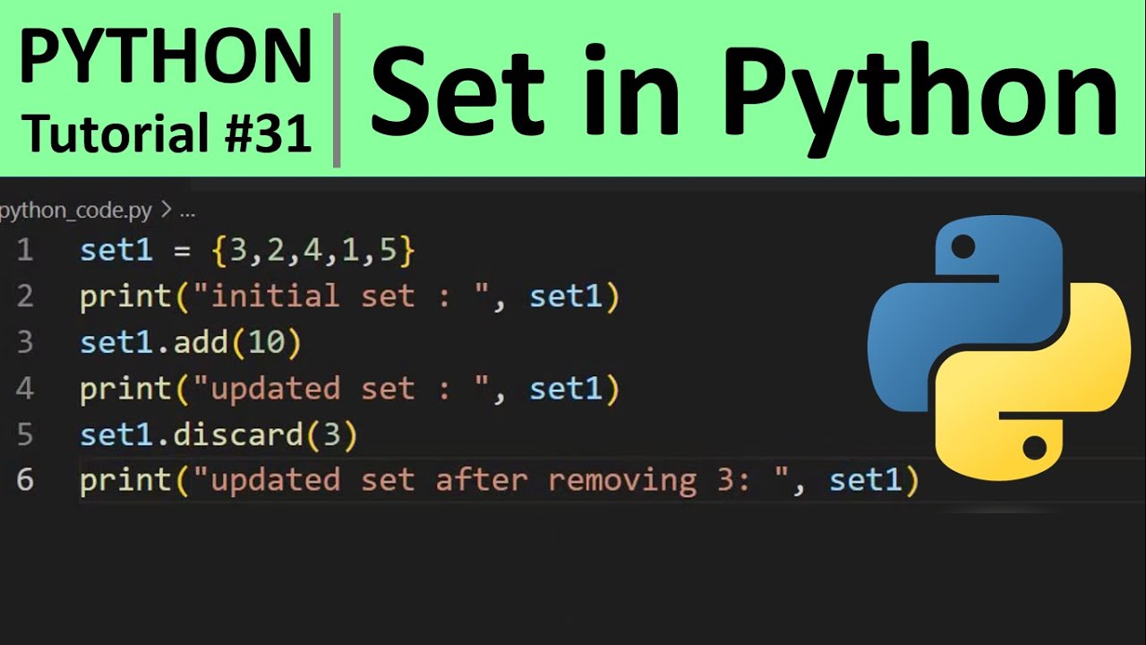 Python Tutorial #31 - Sets in Python Programming for Beginners