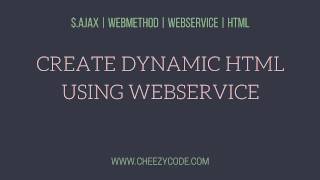 Create Html Table In JavaScript Using Web-service Ajax Call