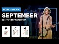 🎸 September • Taylor Swift guitar lesson w/ easy chords (cover of Earth Wind & Fire)