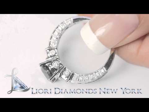 BDR-032 - 2.38 Carat Certified Natural Black Diamond Engagement Ring 14k White Gold