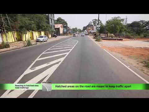 Hatched road markings to keep traffic apart - English