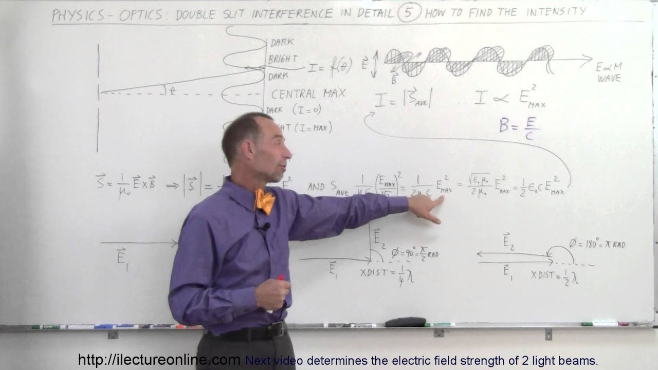 Physics 60 Optics: Double Slit Interference (5 of 25) Finding the Intensity of Interference Pattern