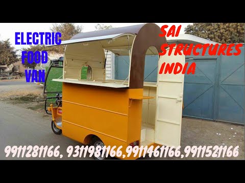 Yellow food cart on e-rickshaw