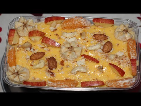 Healthy Dessert Recipe • Fruit custard recipe • cake  Sabudana mix custard • easy and tasty dessert