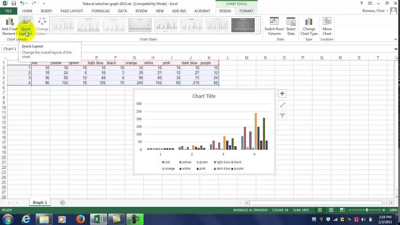 Natural selection lab graphing video