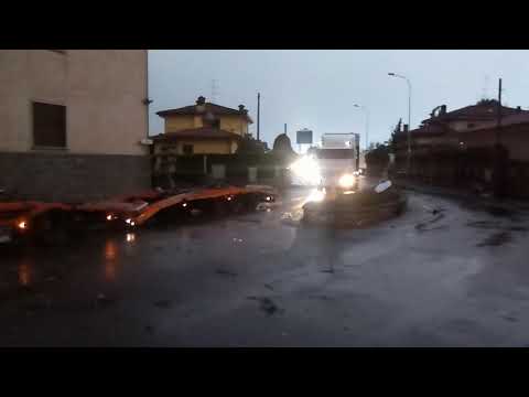 Grosso albero caduto blocca la provinciale a Fara d'Adda - 29/10/2018