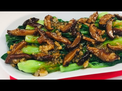 How To Cook Choy Sum With Dried Mushrooms | Chinese Recipe