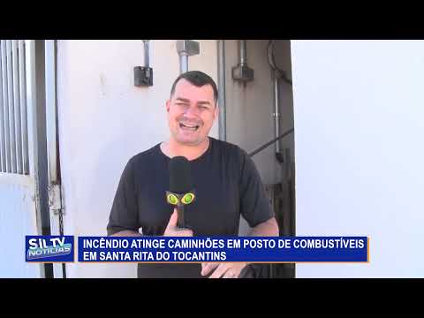 Incêndio atinge caminhões em posto de combustíveis em Santa Rita do Tocantins