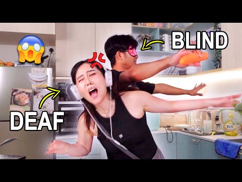 BLIND, MUTE, DEAF COOKING CHALLENGE !? 😓【Challenge Vlog】