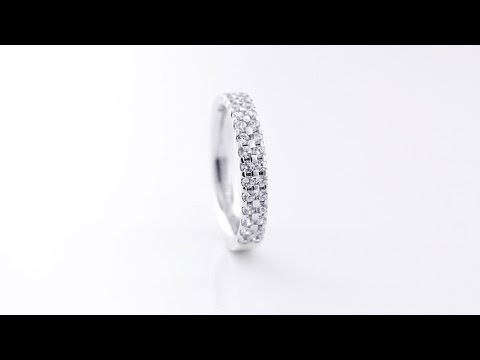 Ladies 0.75ct G SI Brilliant Round Cut Half Set Diamond Wedding Ring 18ct White Gold 064WGHETSIa