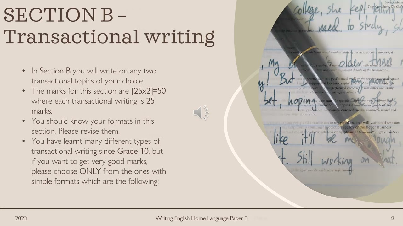 Writing English Home Language Paper 3 Grade 12