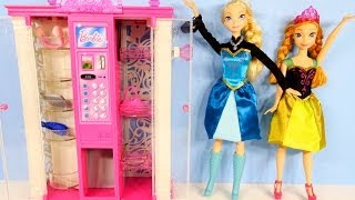 Barbie Frozen Elsa and Anna Fashion Vending Machine Playset Disney Frozen Barbie Dolls Storage