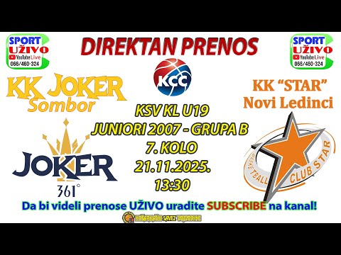 KK "JOKER" Sombor - KK "Star" Novi Ledinci - UŽIVO