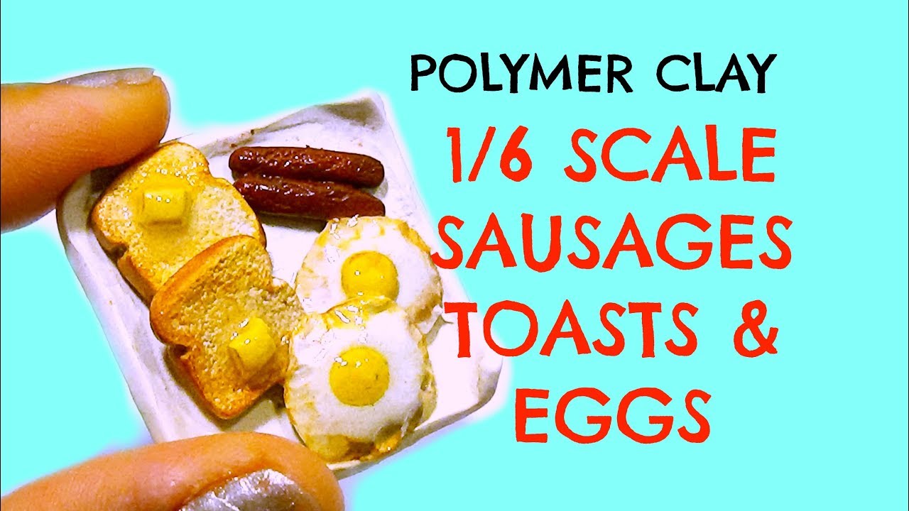 How to Bake Polymer Clay - Sausages, Toast & Eggs, Fake Food Miniature Polymer Clay Tutorial