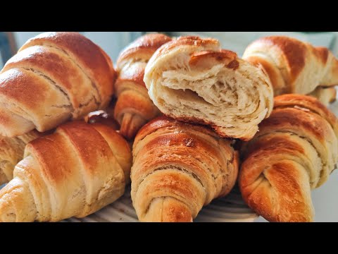 Croissants Feuilletés recette simplifiée . Sans robot. Petit déjeuner