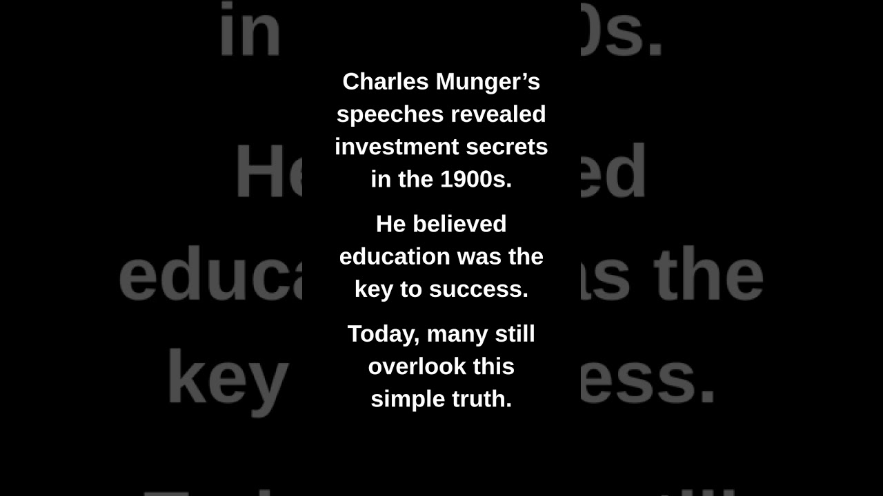 Charles Munger's speeches revealed investment secrets in the 1900s.
