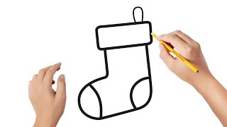 Cómo dibujar un calcetín navideño | Dibujos sencillos 🧦🎅